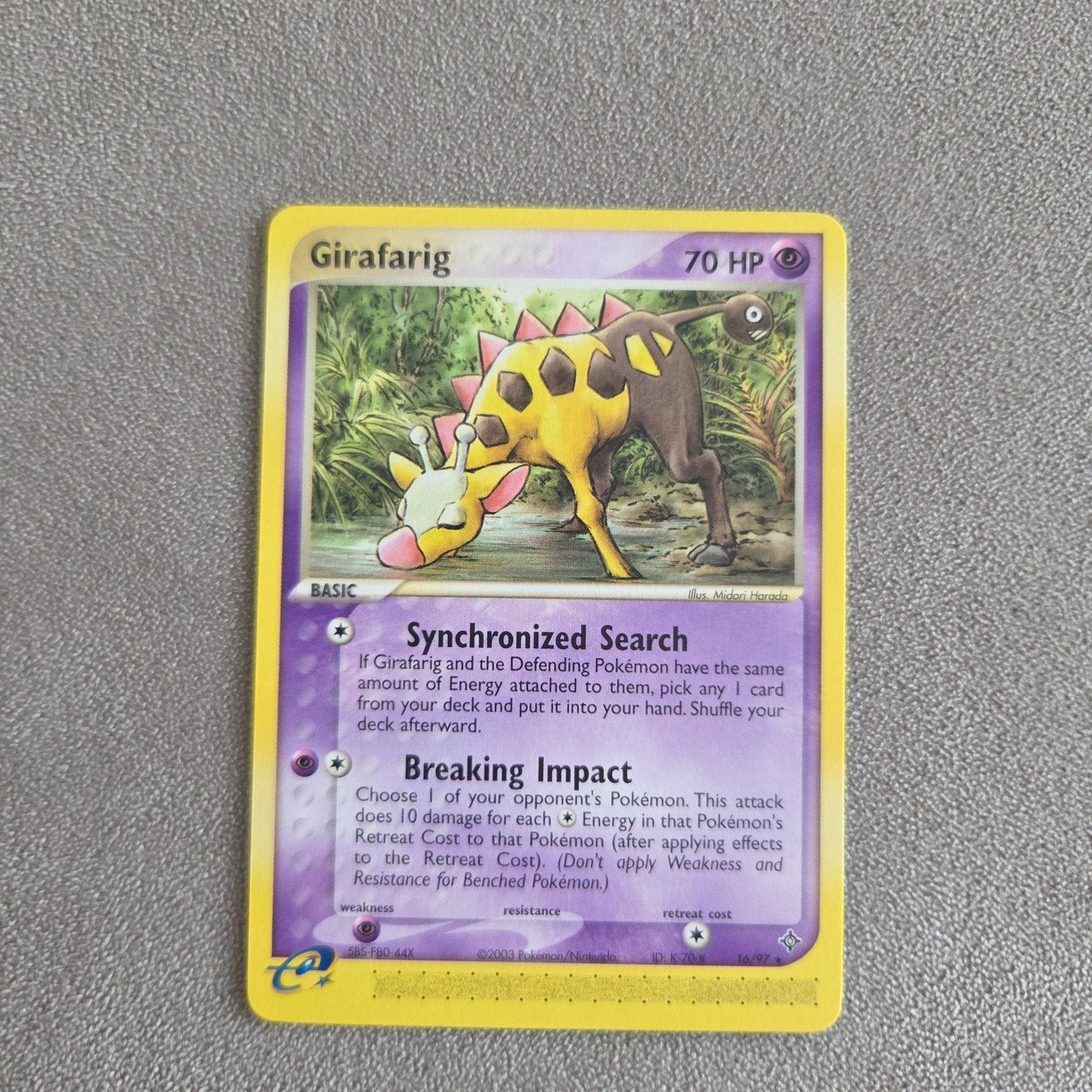 Pokémon Kaart Girafarig 19/97, Hobby en Vrije tijd, Ophalen of Verzenden, Zo goed als nieuw, Losse kaart