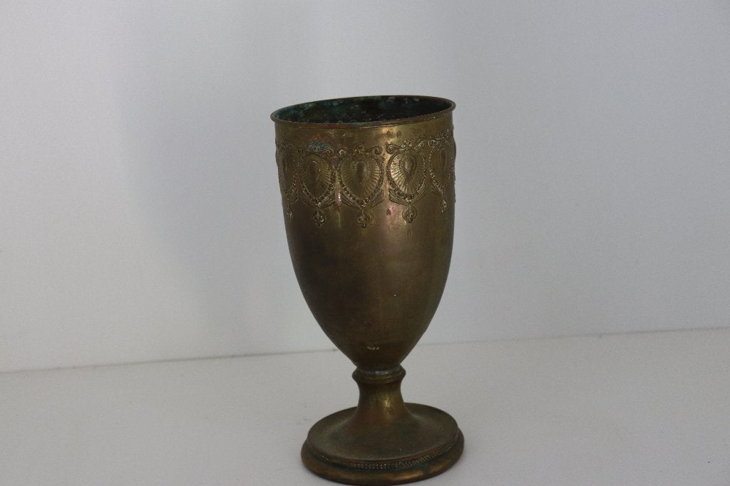 Antieke bronzen/messing kelkvaas – 25 cm hoog (1,1 kg), Art nouveau, Ophalen of Verzenden, Brons, 20 - 50 cm