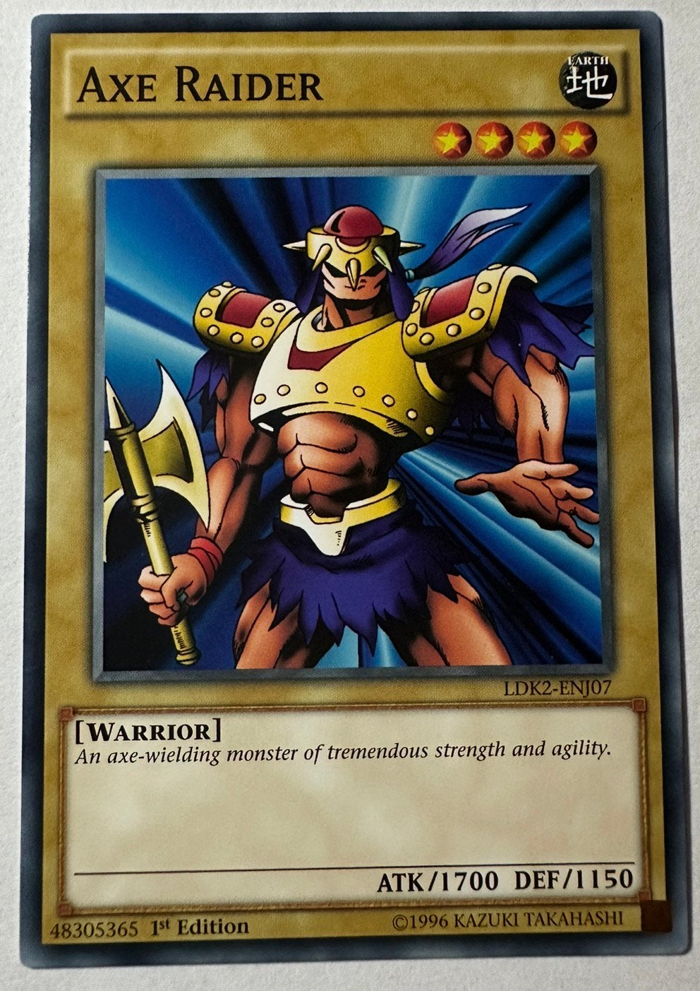 Yu-Gi-Oh! Axe Raider Legendary Print !, Ophalen of Verzenden, Zo goed als nieuw, Losse kaart