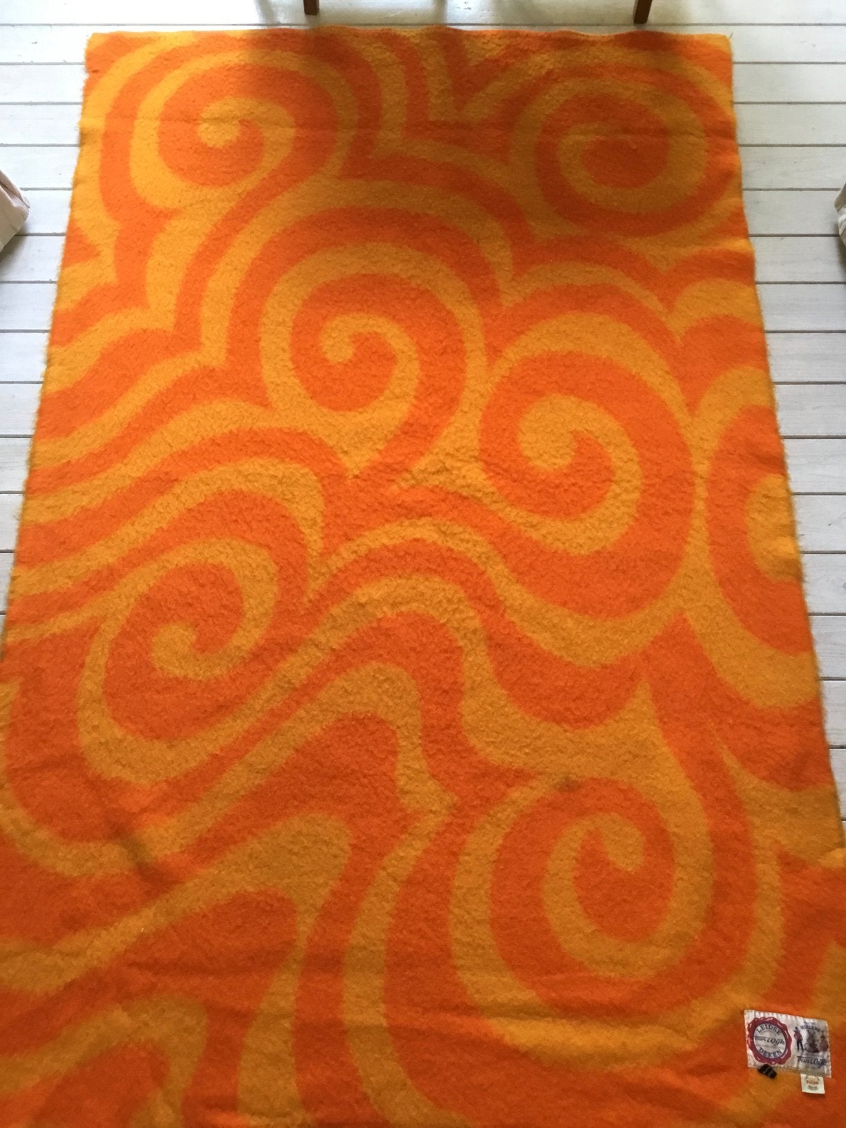 Vintage wollen deken space age motief. Jaren 70, Ophalen of Verzenden, Zo goed als nieuw