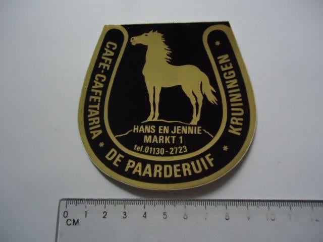 sticker oud Kruiningen PAARDERUIF Hans jennie markt 1 cafe, Verzenden, Zo goed als nieuw, Bedrijf of Vereniging
