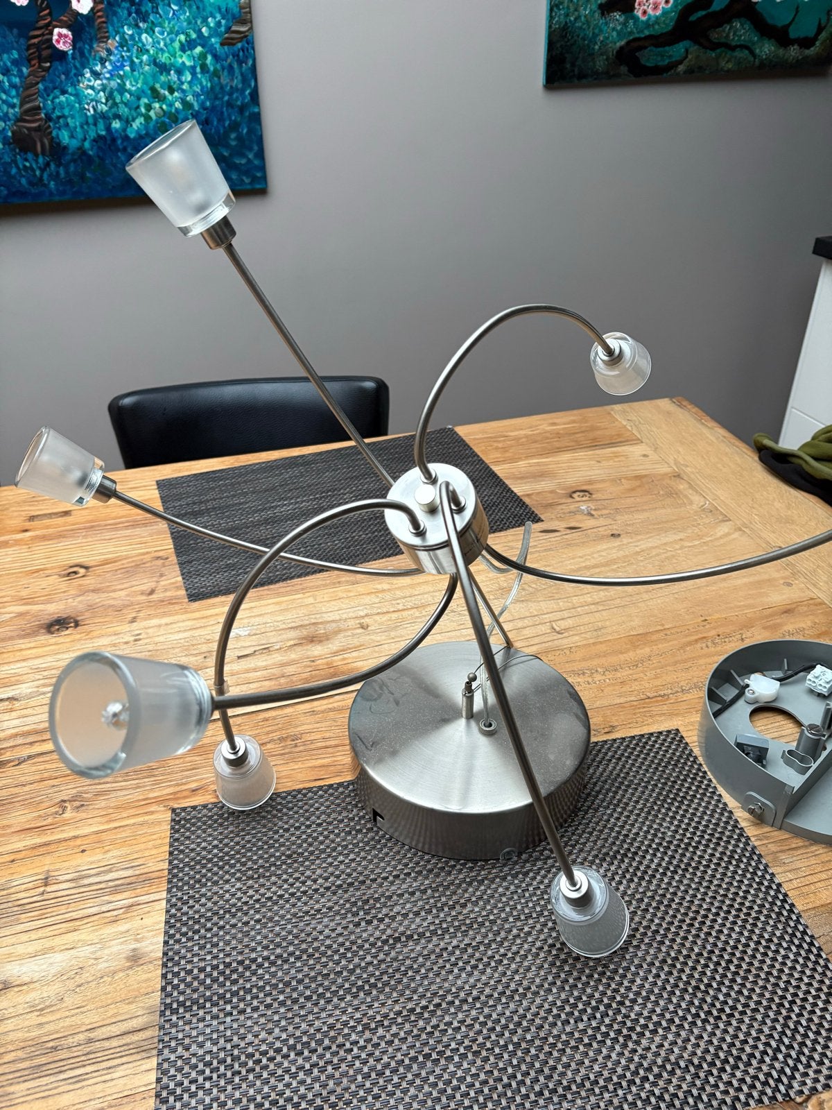 IKEA Kryssbo Plafondlamp met 7 LED lampjes, Verstelbaar, Ophalen, Gebruikt, IKEA