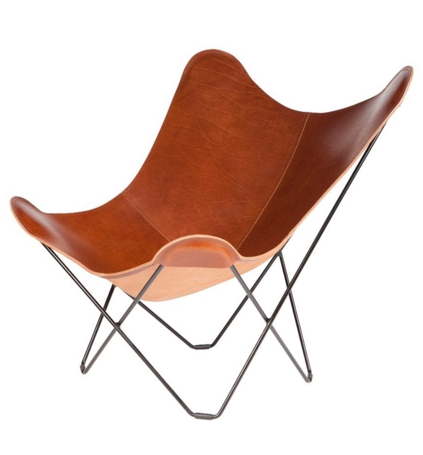 Cuero Mariposa Lederen Vlindertoel in uitstekende conditie, Huis en Inrichting, Stoelen, Ophalen, Bruin, Scandinavisch, Zo goed als nieuw