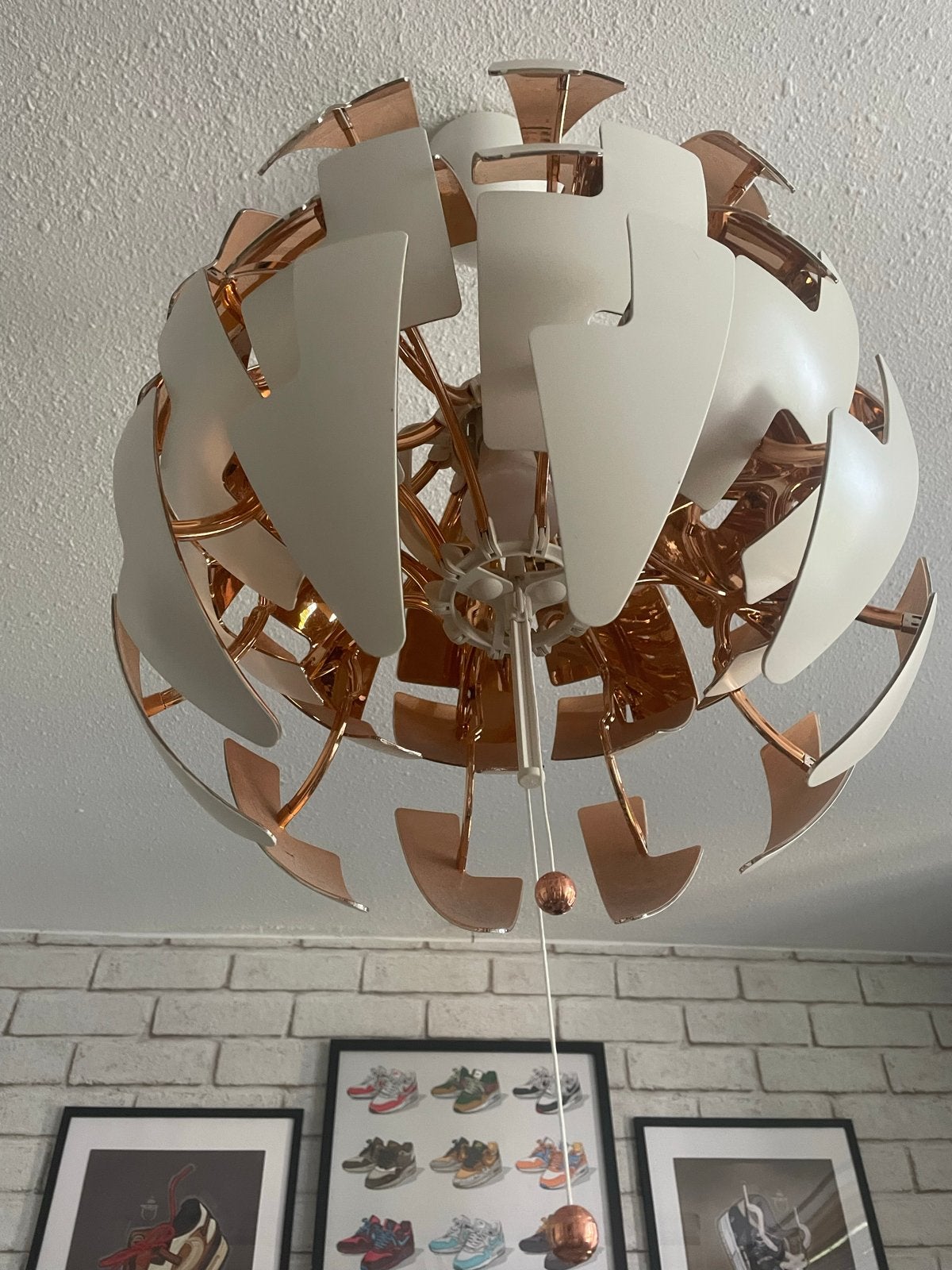 Ikea PS 2014 hanglamp wit/goud - uitschuifbaar, Ophalen, Gebruikt, Metaal, E27 (groot)