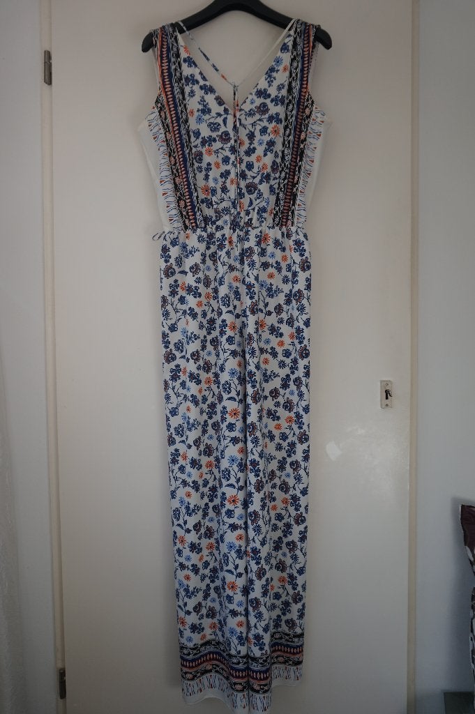Vrolijke jumpsuit Crece wit blauw oranje bloemen maat L, Kleding | Dames, Crece, Blauw, Maat 42/44 (L), Ophalen of Verzenden