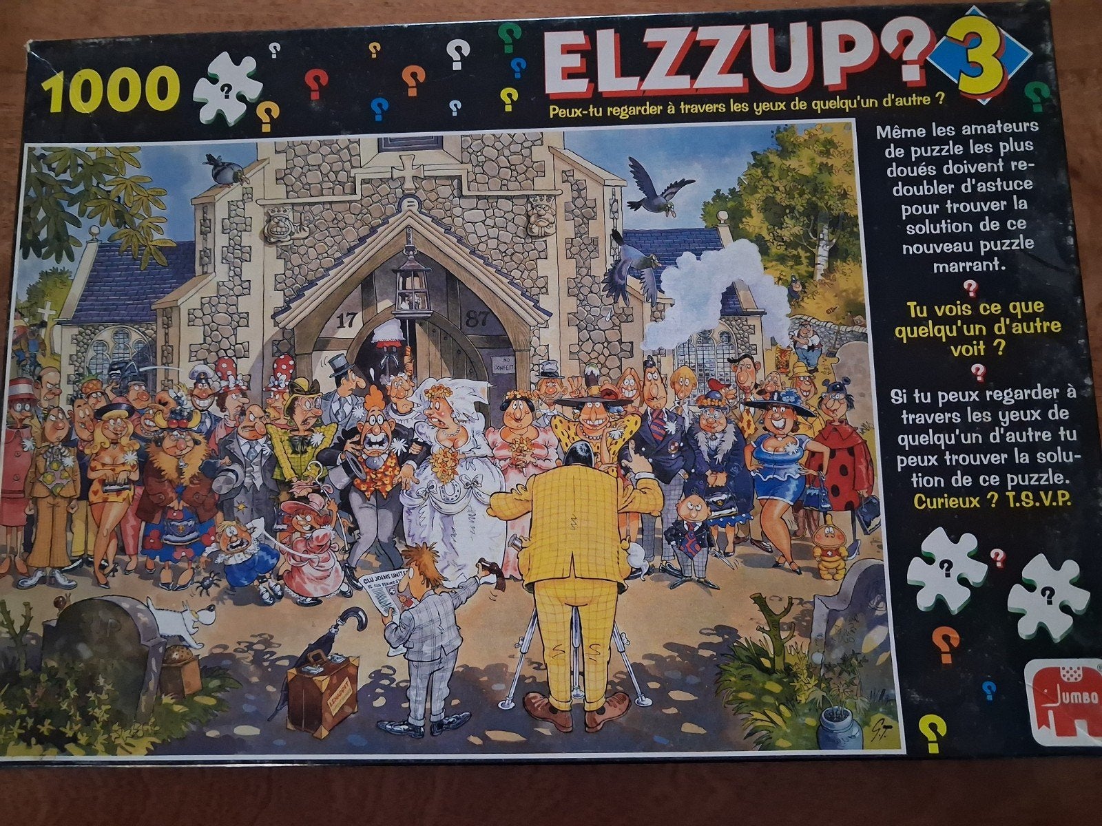 Jumbo Elzzup?/wasgij? nr.3 Legpuzzel 1000 stukjes Bruiloft, Ophalen of Verzenden, 500 t/m 1500 stukjes, Gebruikt, Legpuzzel