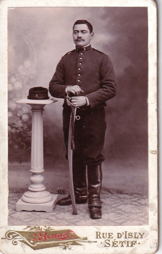 Antieke CDV Foto Militair Sétif Algerije Sabel Ca 1896, Gebruikt, Verzenden, Foto, Voor 1940