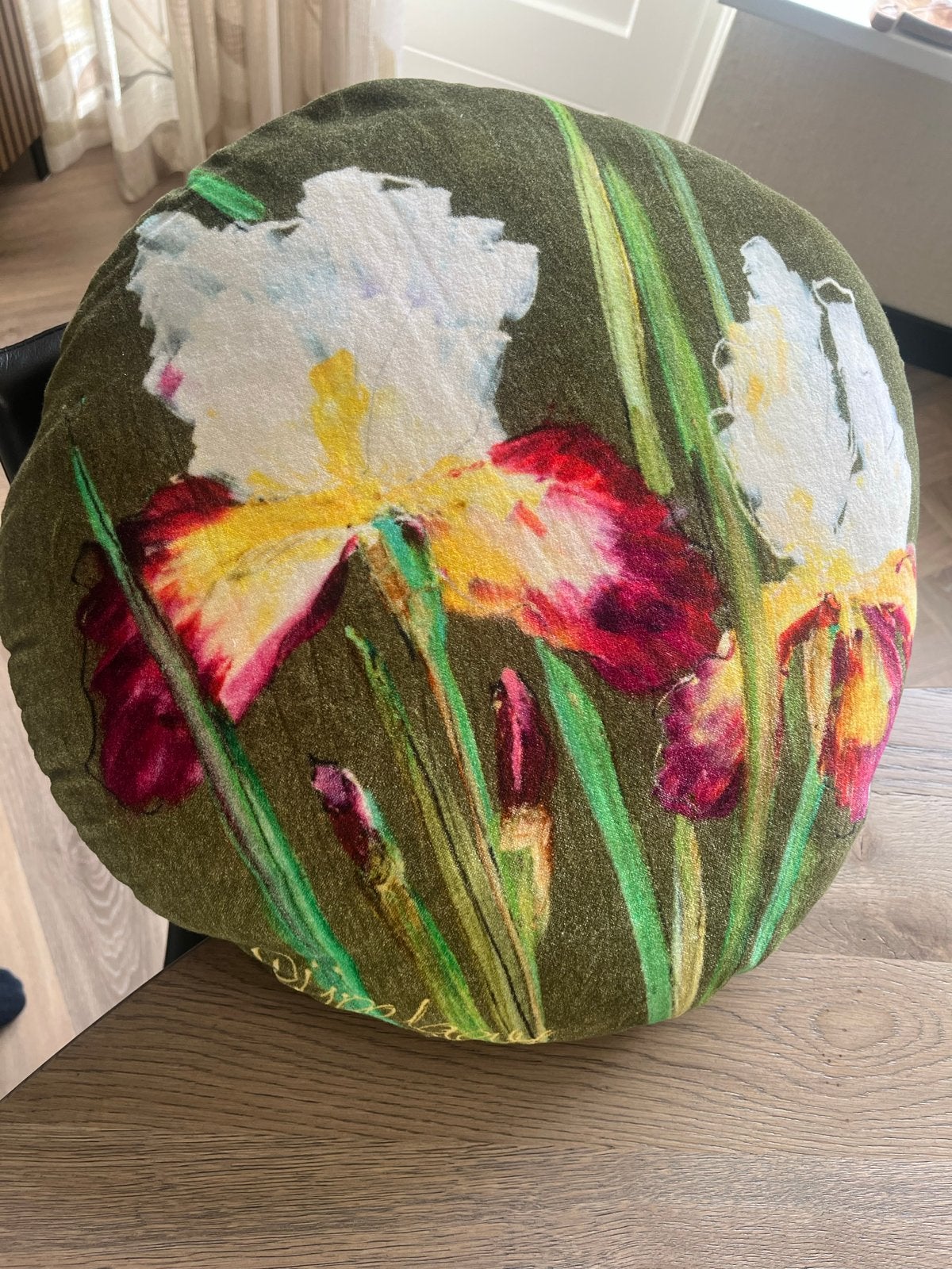 Doortje IJpelaar Sierkussen met Iris print, Overige merken, Meerkleurig, Met print, Rond