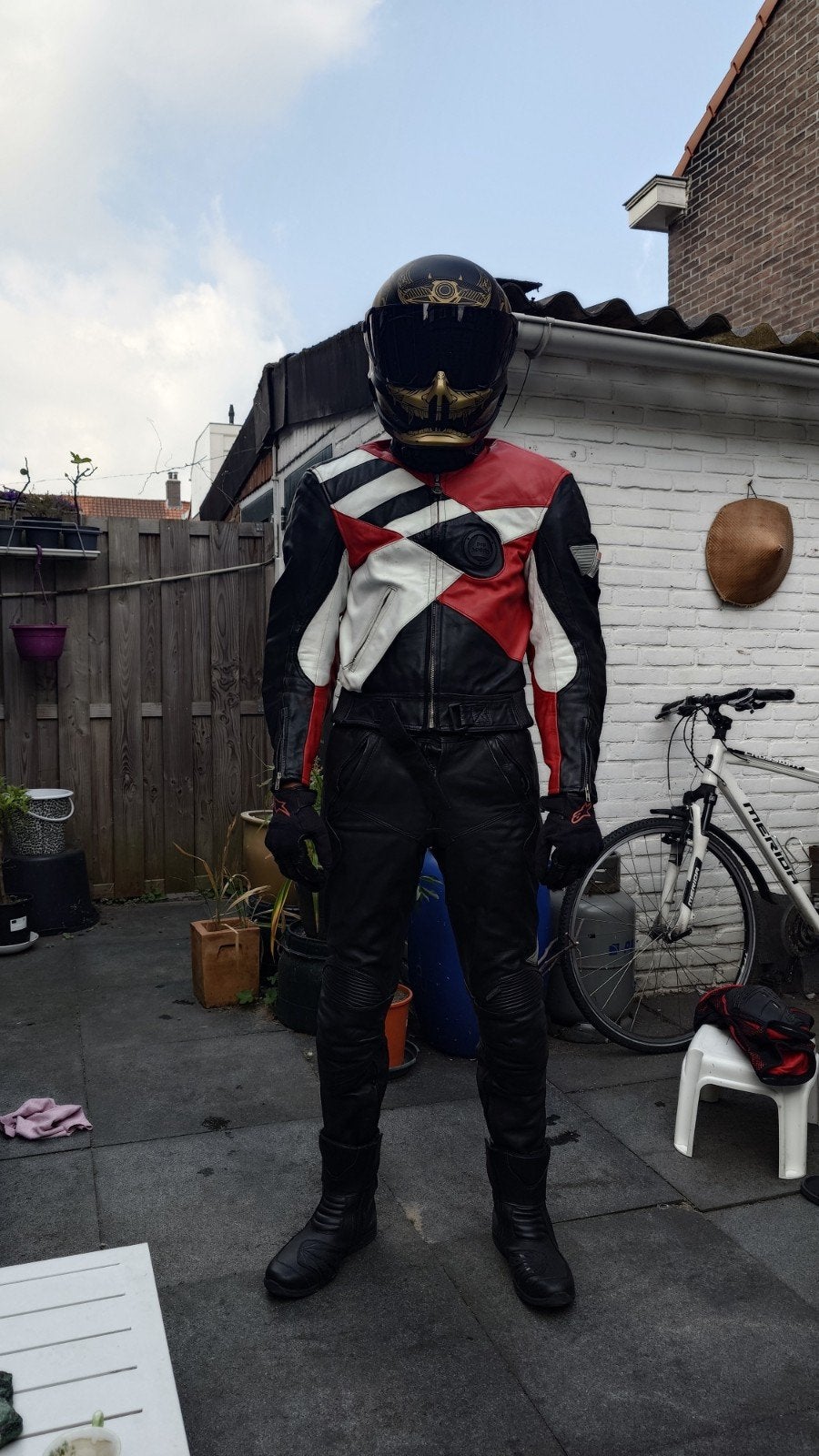 Volledig Retro Leren Motorpak - Jas & Broek Afritsbaar, Motoren, Kleding | Motorkleding, Ophalen of Verzenden, Tweedehands, Heren