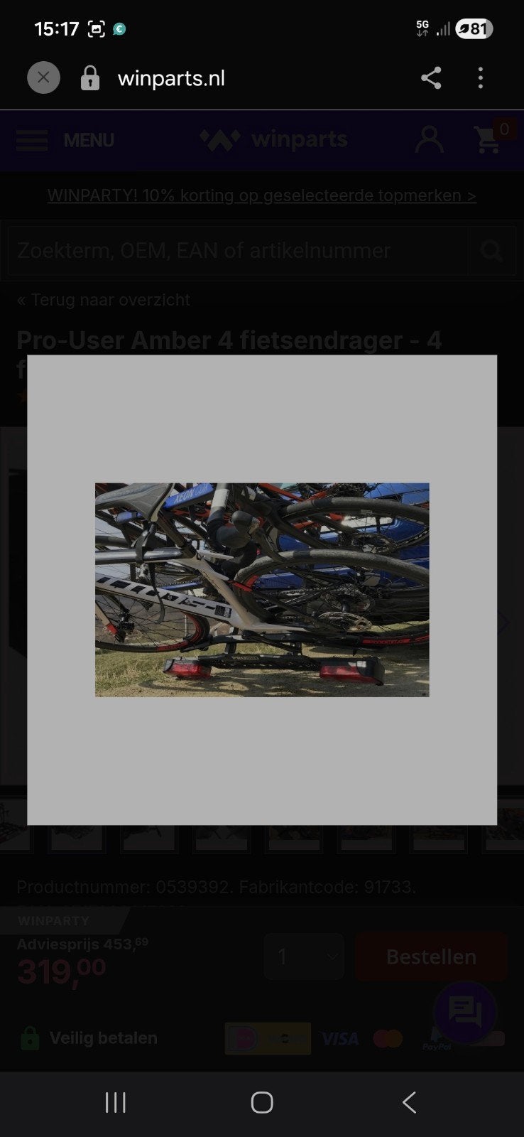 Fietsendrager tot 4 fietsen, Ophalen, Trekhaakdrager