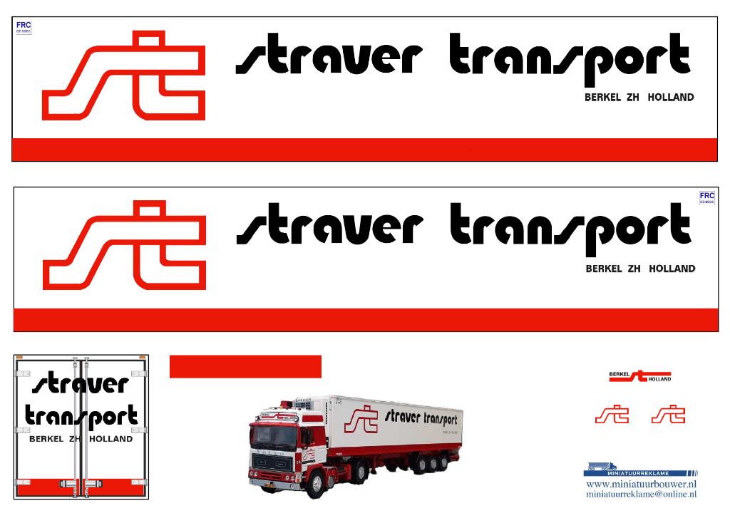 Vrachtauto decal 1:50 Straver transport Berkel ( type 1 ), Verzenden, Nieuw, Bus of Vrachtwagen, Overige merken