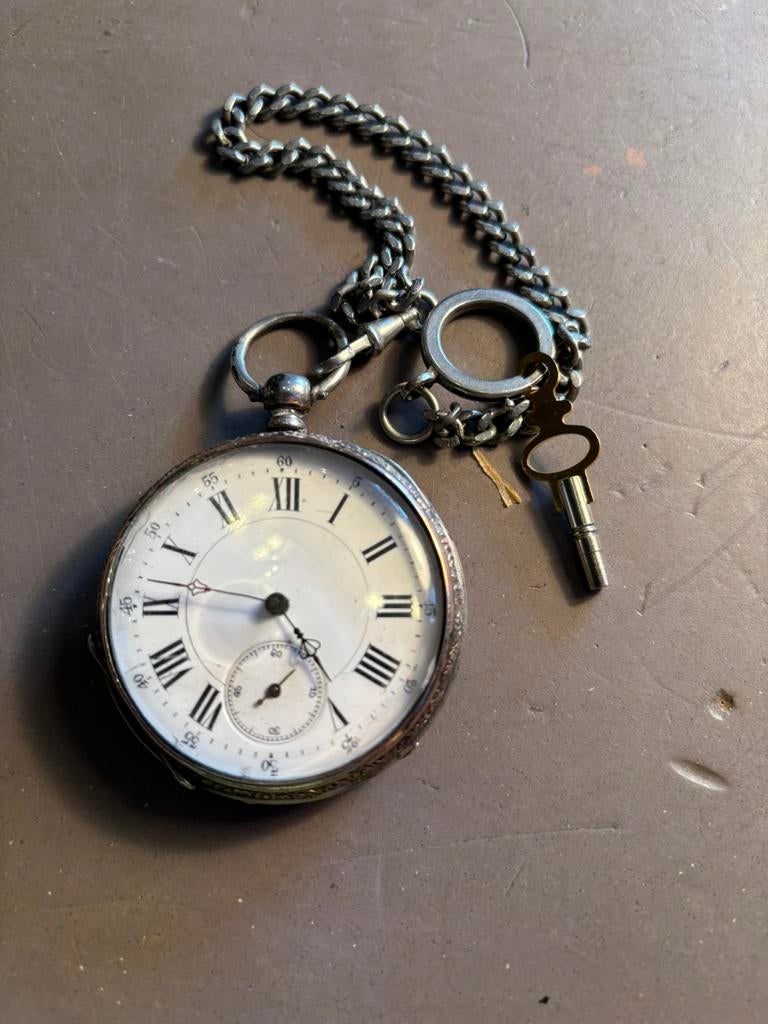Zilveren zakhorloge., Sieraden, Tassen en Uiterlijk, Horloges | Antiek, Ophalen, Zilver, Overige merken