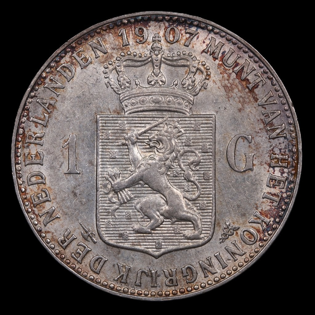 Gulden 1907. Pr., 1 gulden, Zilver, Ophalen of Verzenden, Koningin Wilhelmina
