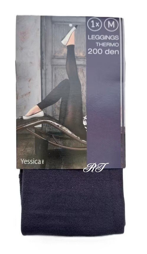 Zeer mooie grijze/paarse thermo winter legging., Legging, Yessica, Paars, Maat 40/42 (M)