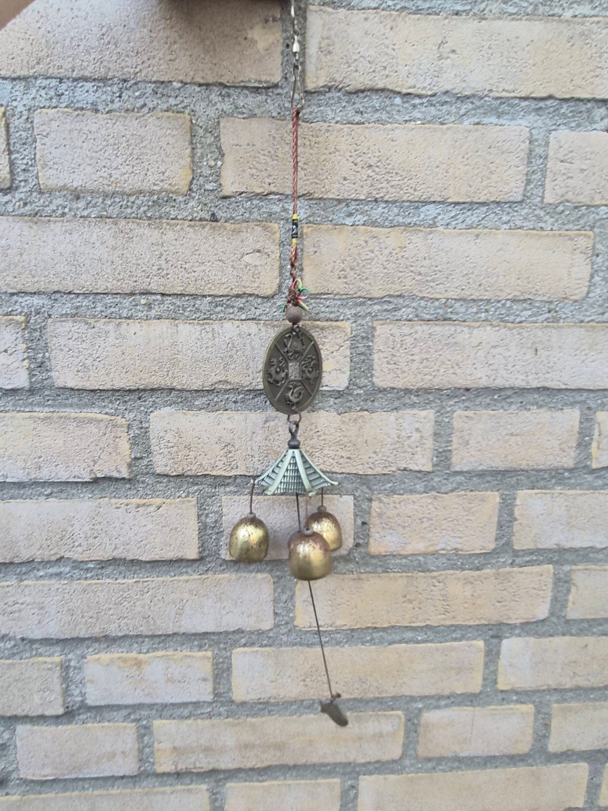 Oosterse windgong met bellen en muntdecoratie, Ophalen of Verzenden, Gebruikt