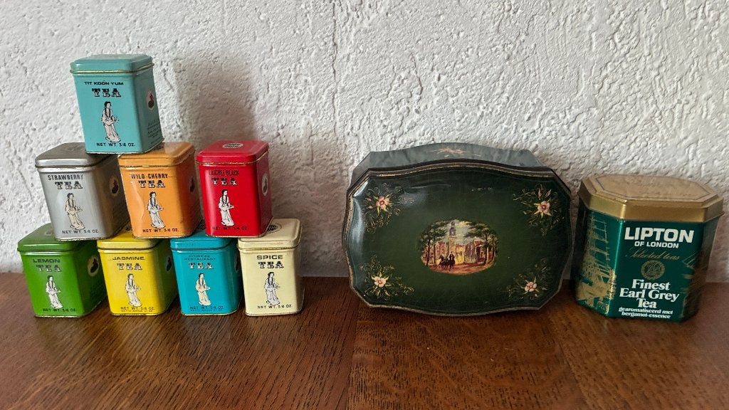 Vintage blikken thee theeblikken theeblikje, Verzamelen, Blikken, Ophalen of Verzenden, Gebruikt, Thee