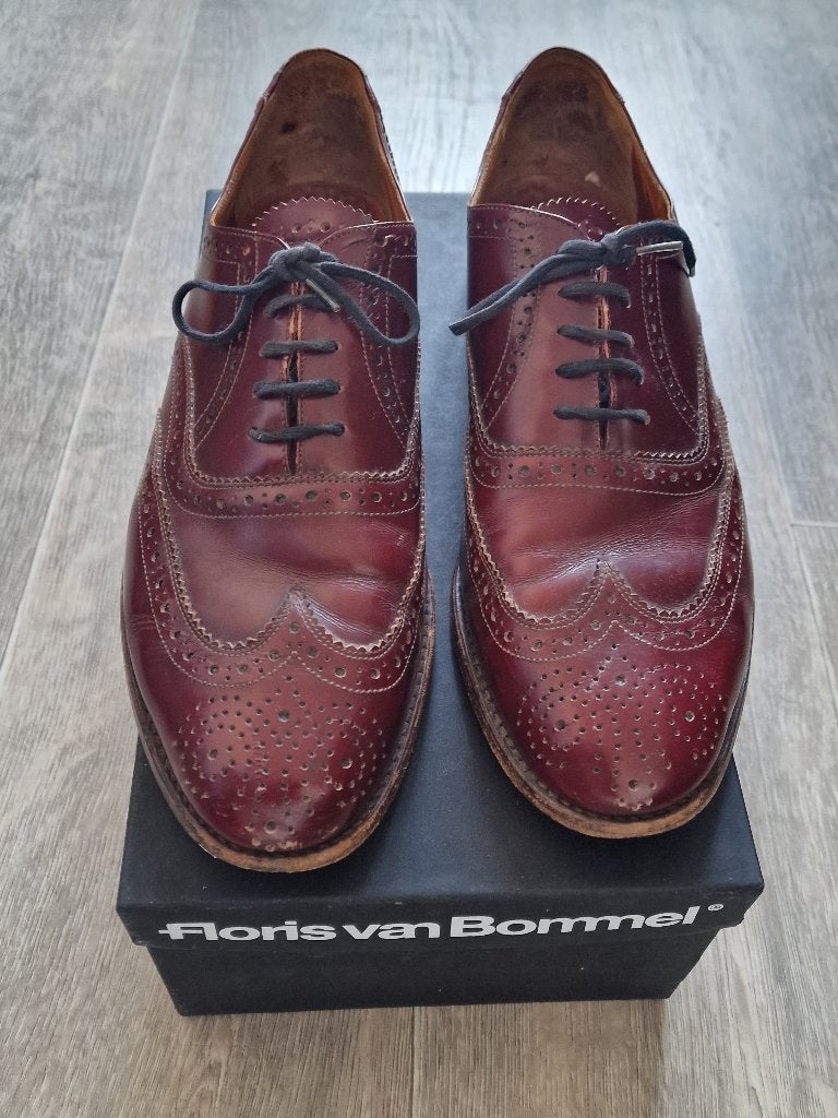 Floris van Bommel Klassieke Brogues Roodbruin Maat 44H, Kleding | Heren, Bruin, Floris van Bommel, Ophalen of Verzenden, Gedragen