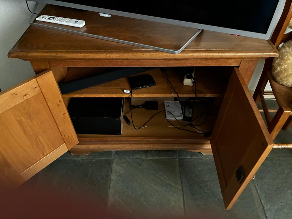 Massief Eiken Salontafel, TV-kast en Bijzettafel Set, Ophalen, Gebruikt, Rechthoekig, Eikenhout