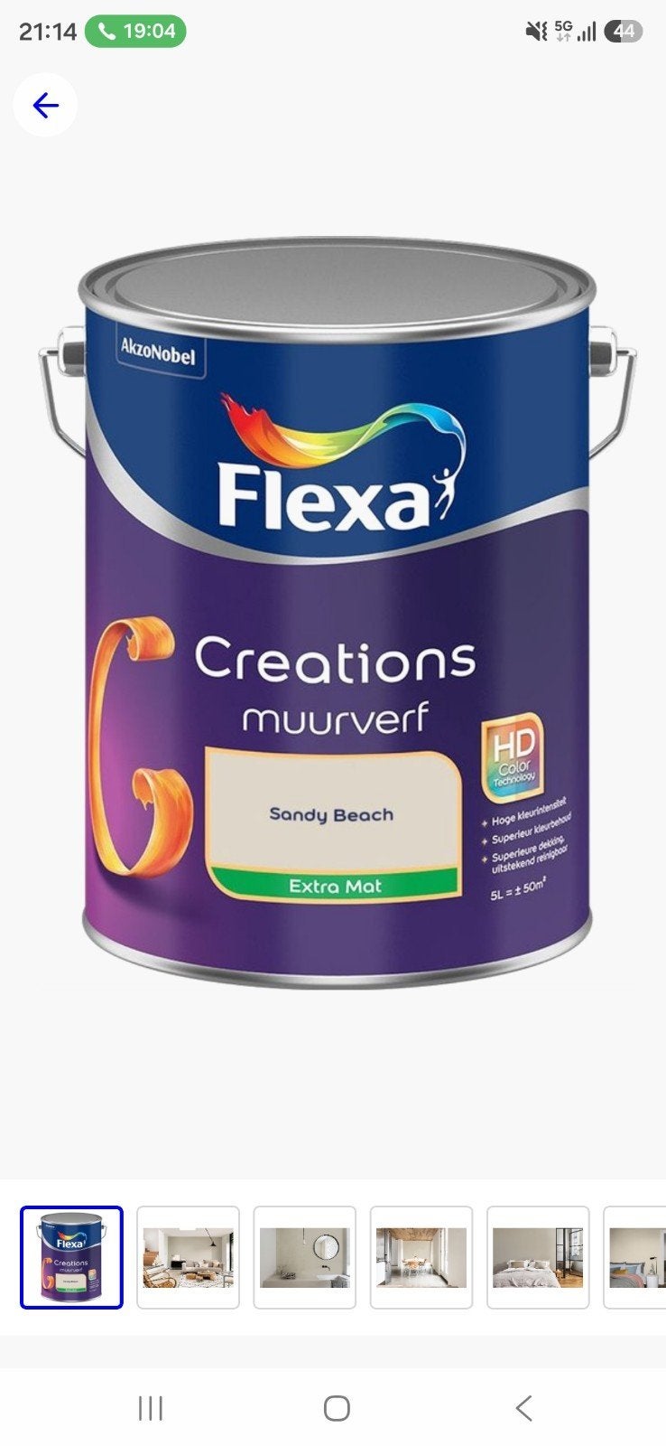 Flexa Creations Muurverf Sandy Beach Extra Mat 5L 1 st, Ophalen of Verzenden