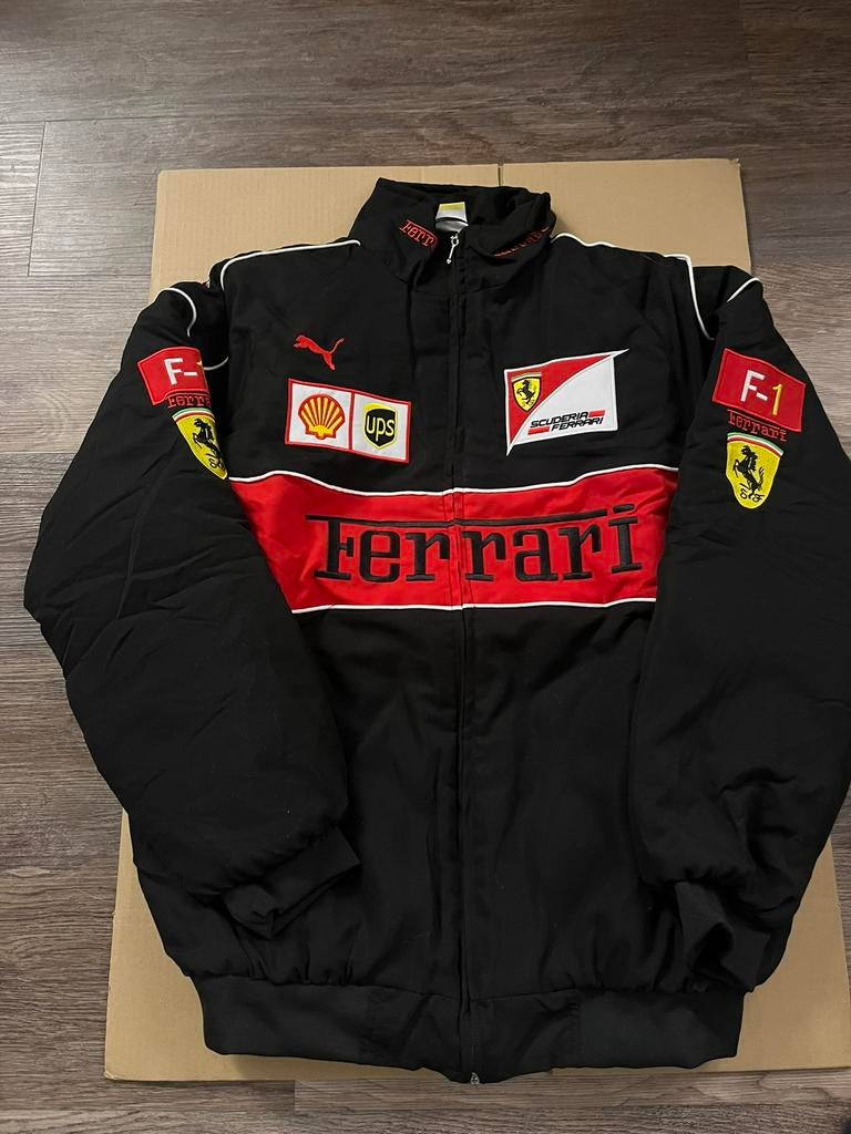 Ferrari Racing jas (maat XL) – black vintage stijl, Verzenden, Zo goed als nieuw, Maat 56/58 (XL), Rood