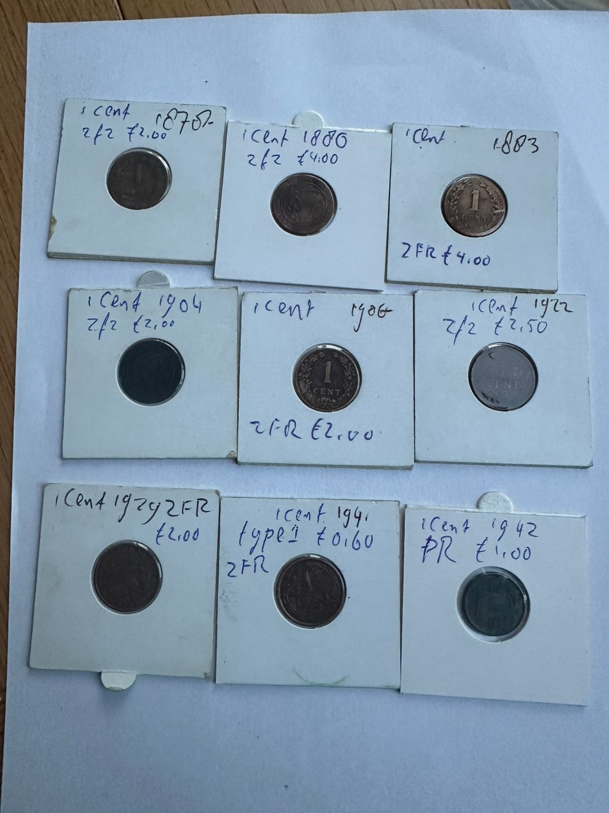 1 cent nederland 1878 1880 1883 1904 1906 1922 1929 1941 /42, Ophalen of Verzenden, Koningin Wilhelmina, 1 cent, Setje