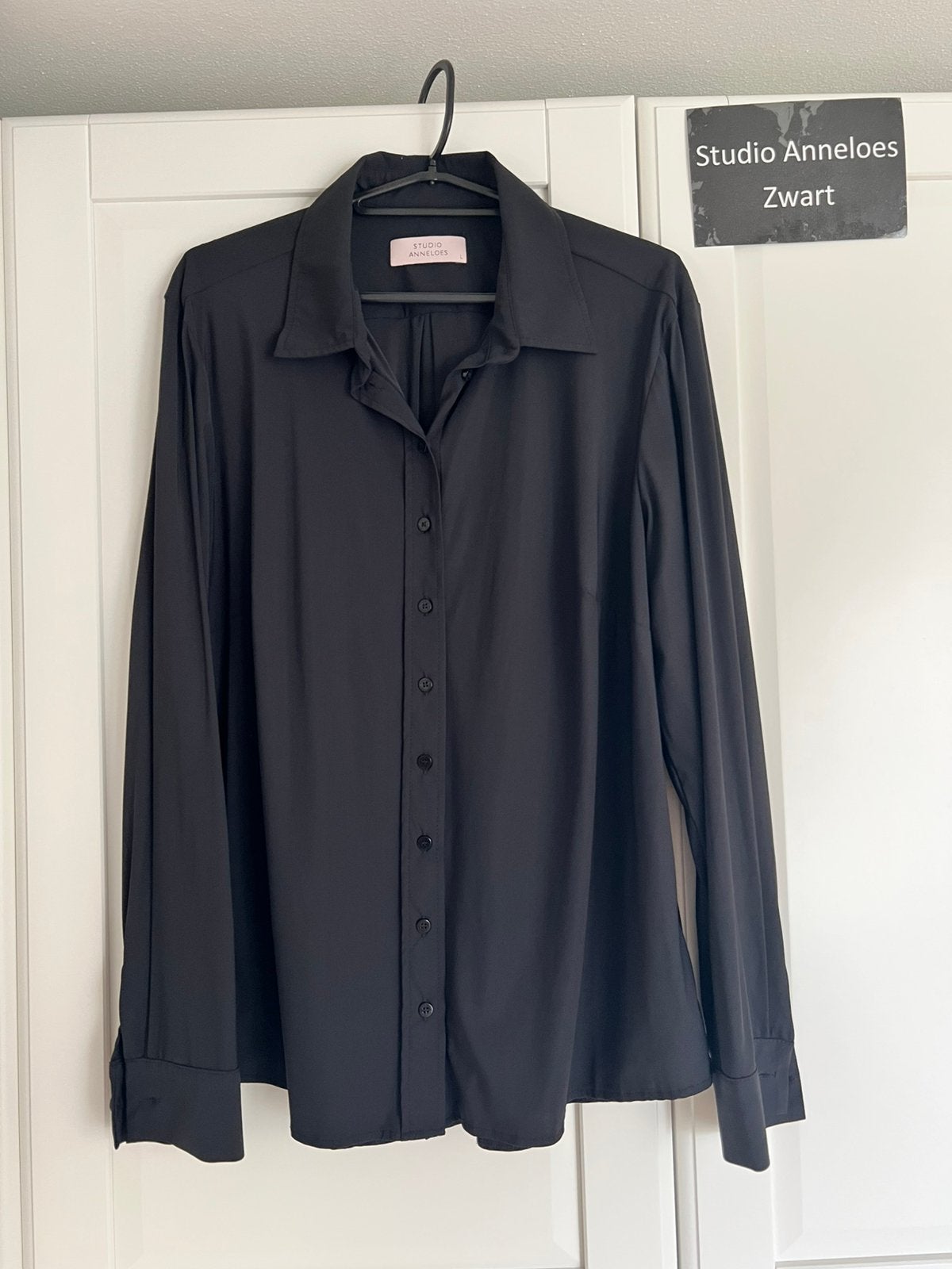 Studio anneloes bobby blouse L zwart travelstof, Zwart, Maat 42/44 (L), Ophalen of Verzenden, Zo goed als nieuw