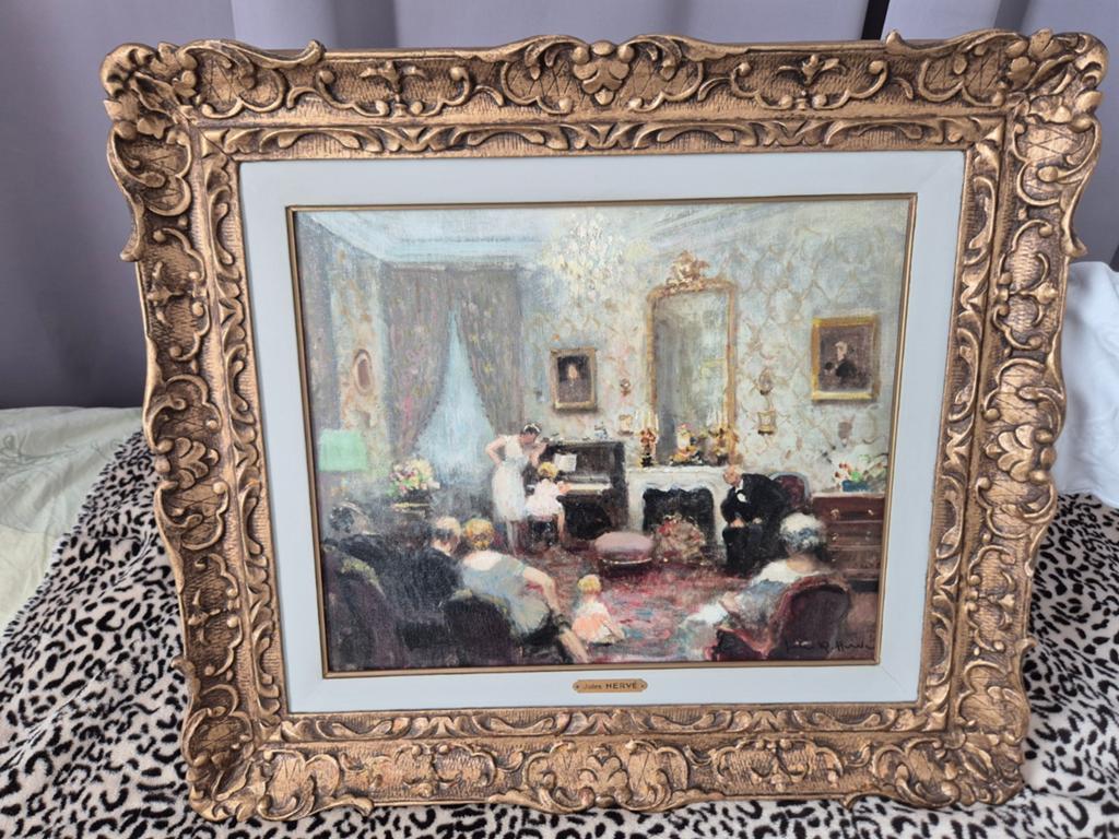 Jules Hervé Schilderij - Frans Impressionistisch Interieur, Ophalen of Verzenden