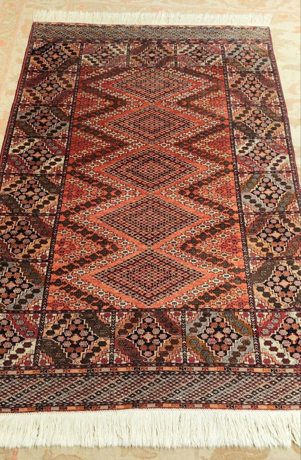 origineel Handgeknoopt zijde tapijt, Ophalen of Verzenden, Zo goed als nieuw, Rechthoekig, 200 cm of meer