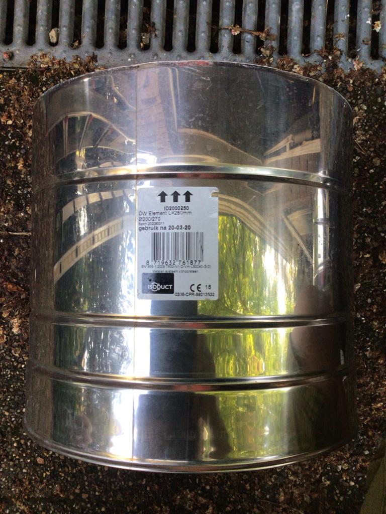 Isoduct Dubbelwandig Rookkanaal Element Ø200mm L=250mm, Ophalen of Verzenden, Nieuw
