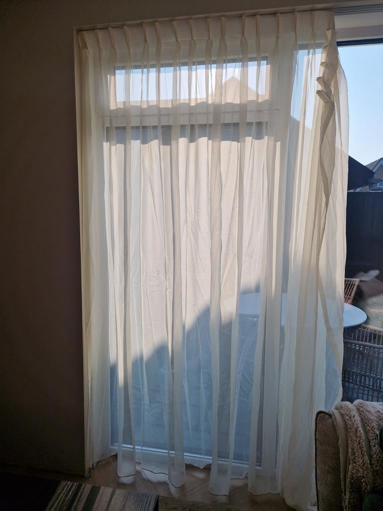 Vitrage champagnekleur, nieuw, Huis en Inrichting, Stoffering | Gordijnen en Lamellen, Ophalen, Nieuw, 200 cm of meer, 200 cm of meer
