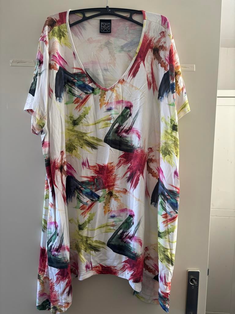 PONT NEUF Kleurrijke T-shirt/Tuniek met Korte Mouwen, Kleding | Dames, Wit, Maat 42/44 (L), Ophalen of Verzenden, Korte mouw