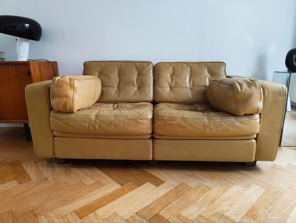 De Sede 2-persoons bank, vintage leer in goede staat, Ophalen, Gebruikt, 150 tot 200 cm, Tweepersoons