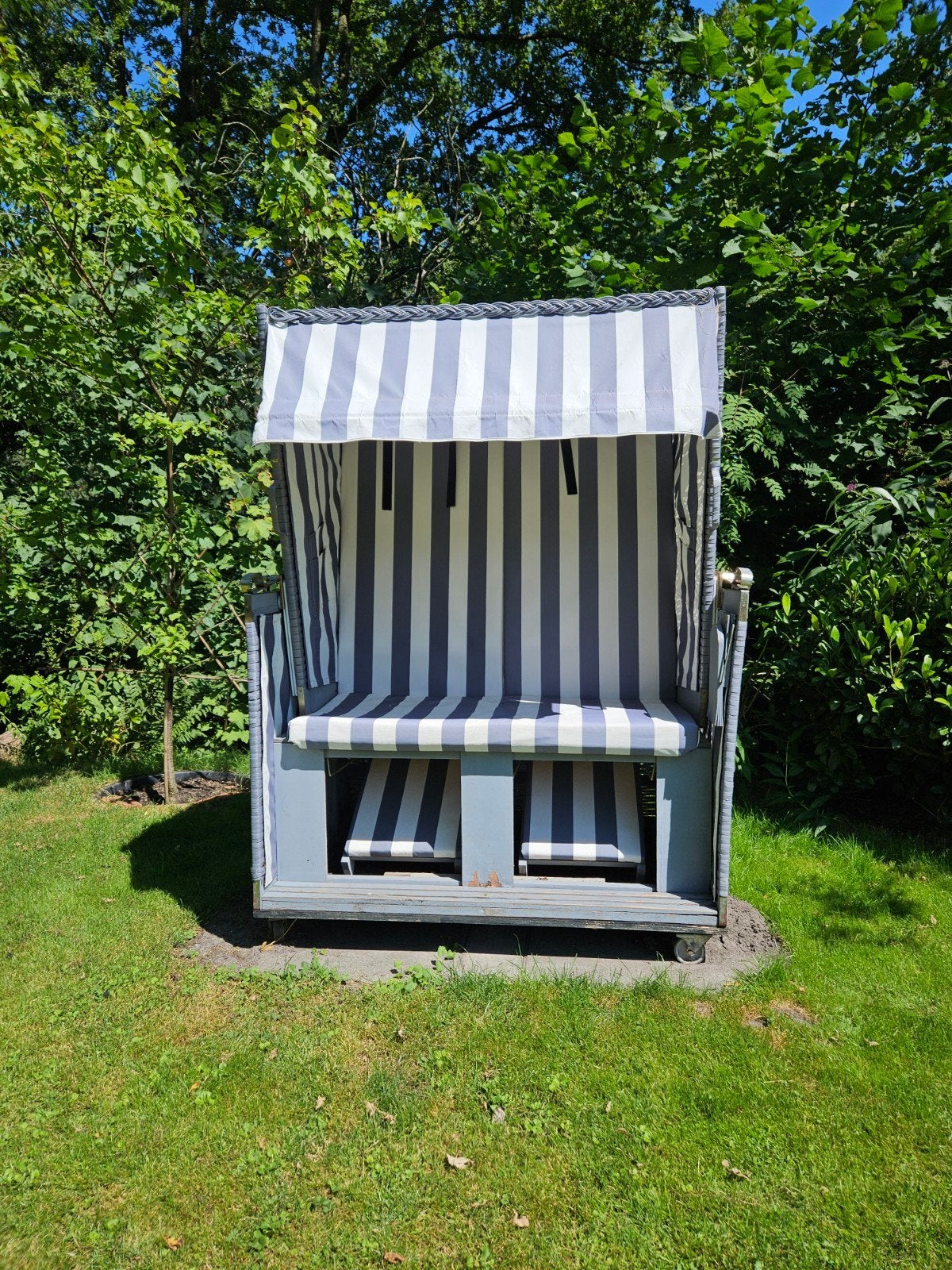 Strandkorf met strepen - perfect voor de tuin, Tuin en Terras, Ophalen, Gebruikt, Hout