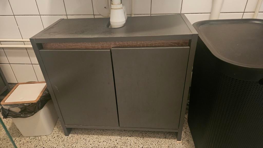 Complete badkamermeubelset - Wastafelkast en hoge kast, Ophalen, Gebruikt, 50 tot 100 cm, 25 tot 50 cm
