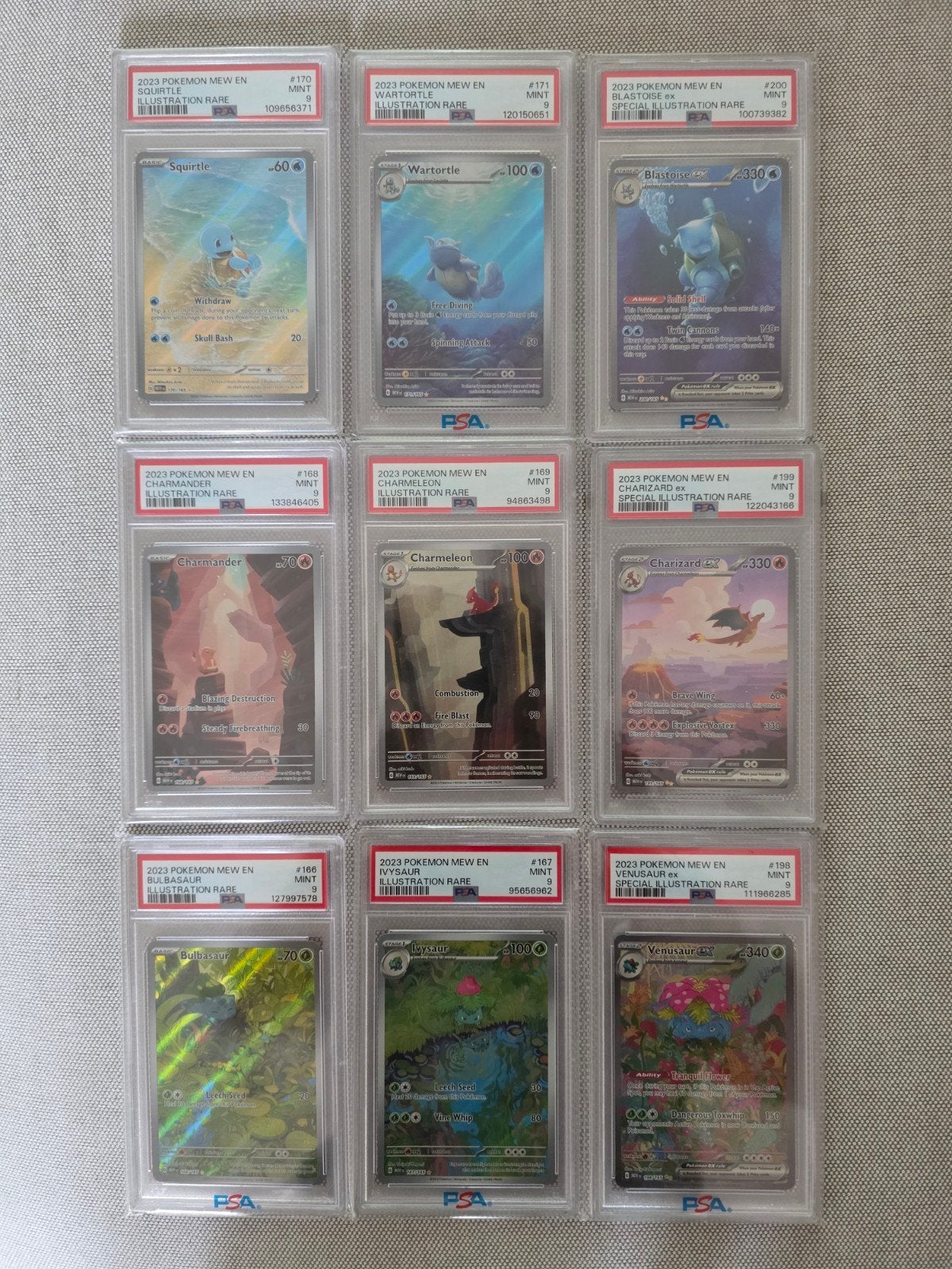 Pokémon 151 Starters Engels PSA 9 Set