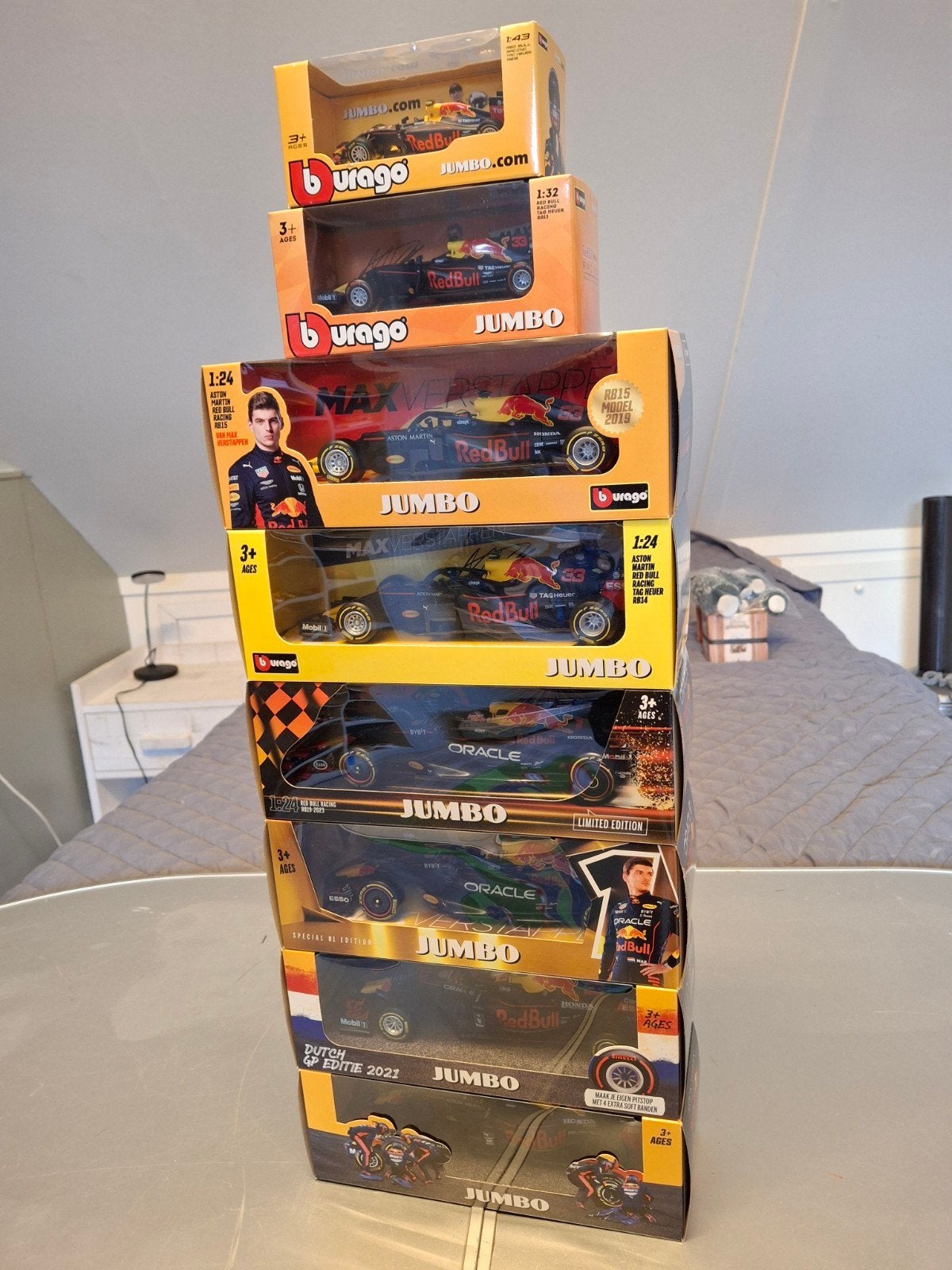 Complete Jumbo Max Verstappen auto's inclusief zeldzame RB12, Ophalen of Verzenden, Nieuw, Auto, Overige merken
