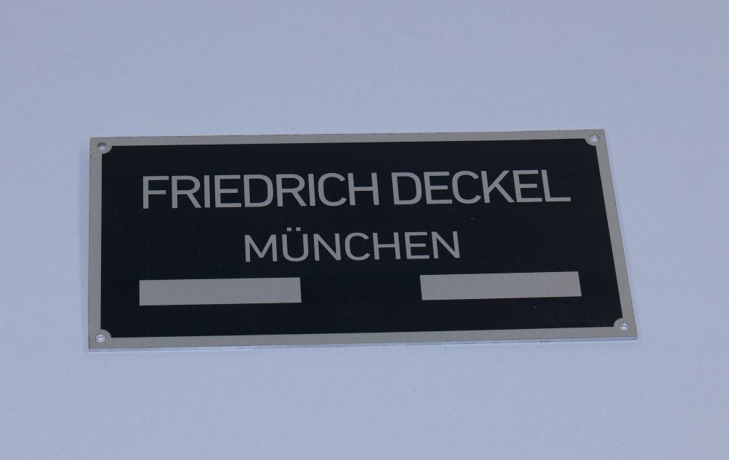 Friedrich Deckel München blanco typeplaatje, Ophalen, Overige soorten, Nieuw, Friedrich Deckel