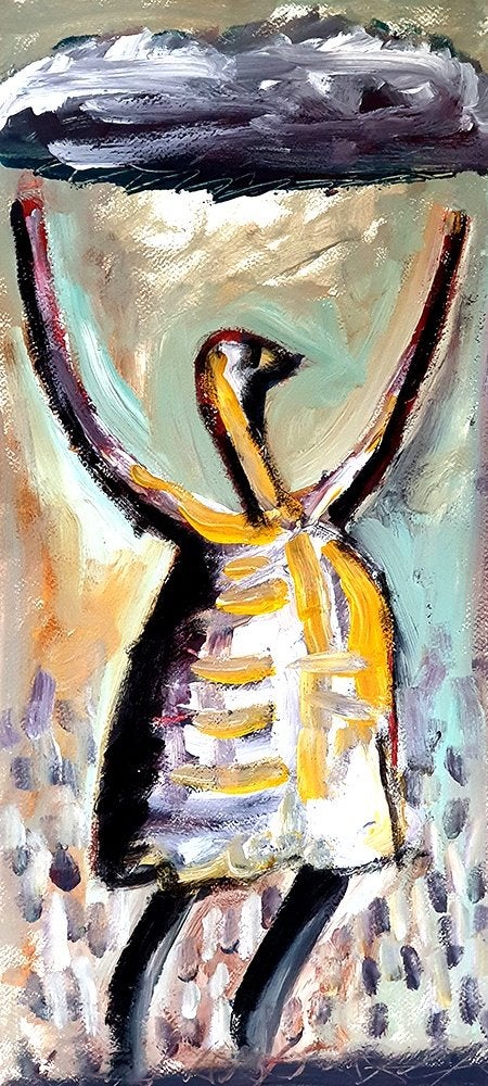 Atelieropruiming – Acryl schilderij zoekt een nieuw thuis, Acrylverf, Papier/karton, Ophalen of Verzenden, Overig onderwerp