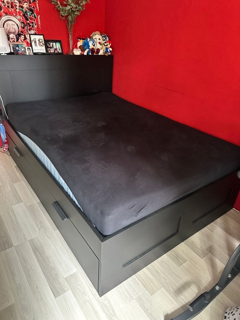 2 persoonsbed, Ophalen, Gebruikt, Zwart, Tweepersoons