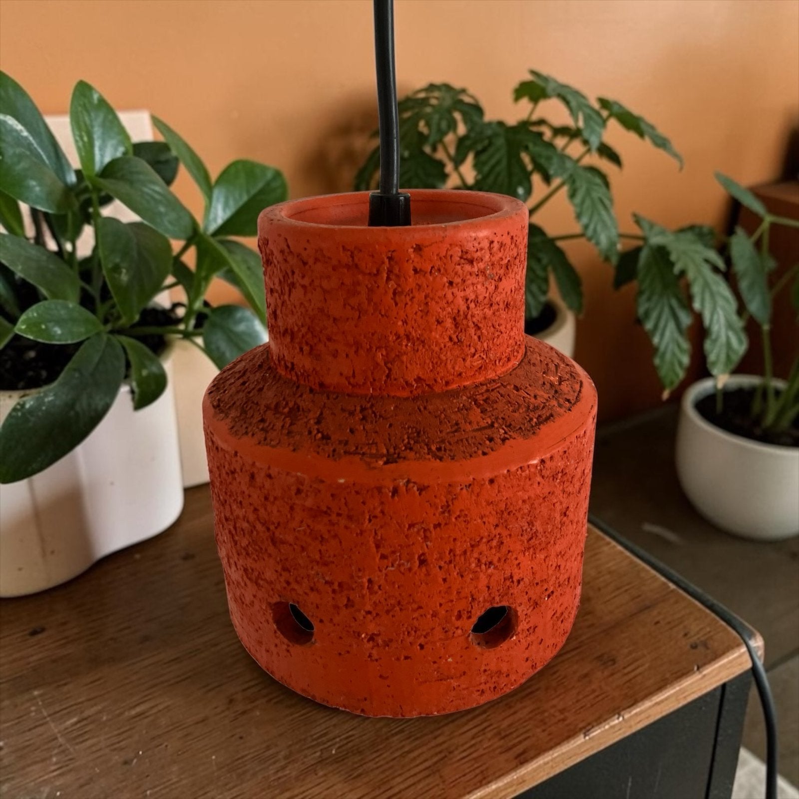 Vintage  Hanglamp keramiek 70s oranje - Herda / W Germany, Ophalen of Verzenden