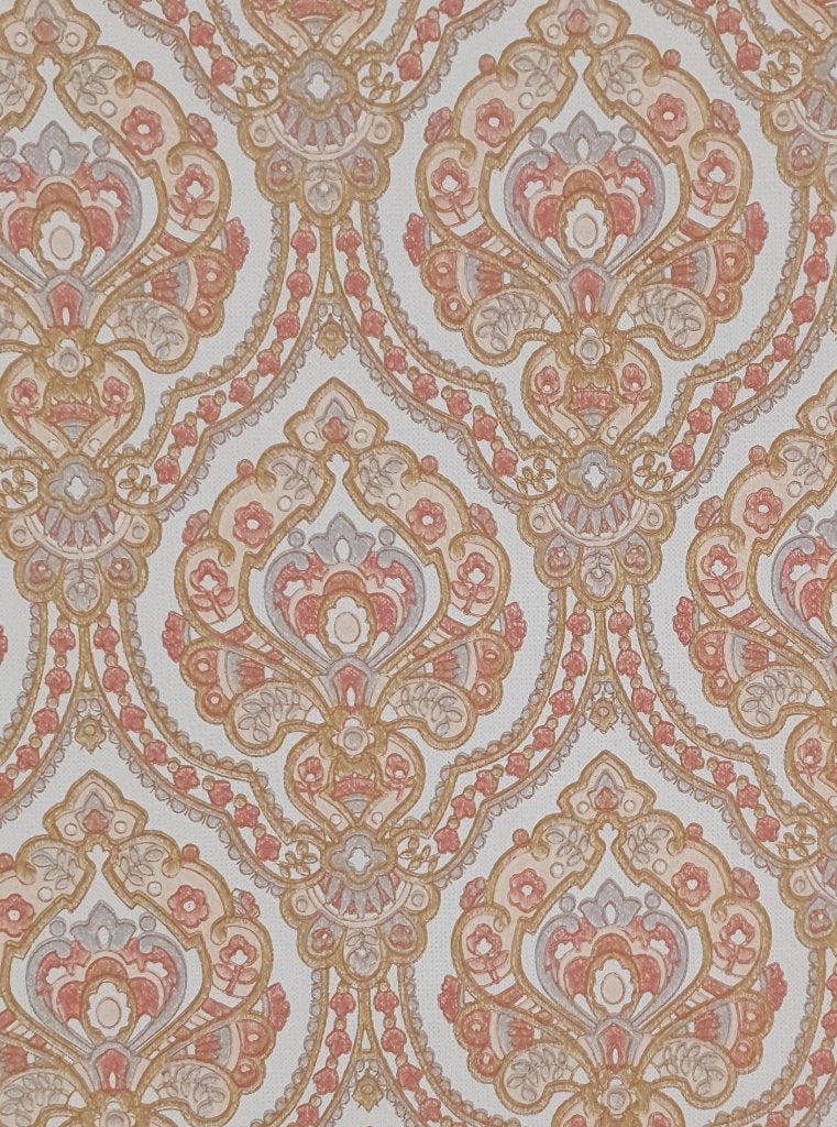 13675 Vintage roze barok behang met klassiek dessin swiet, Ophalen of Verzenden, Roze