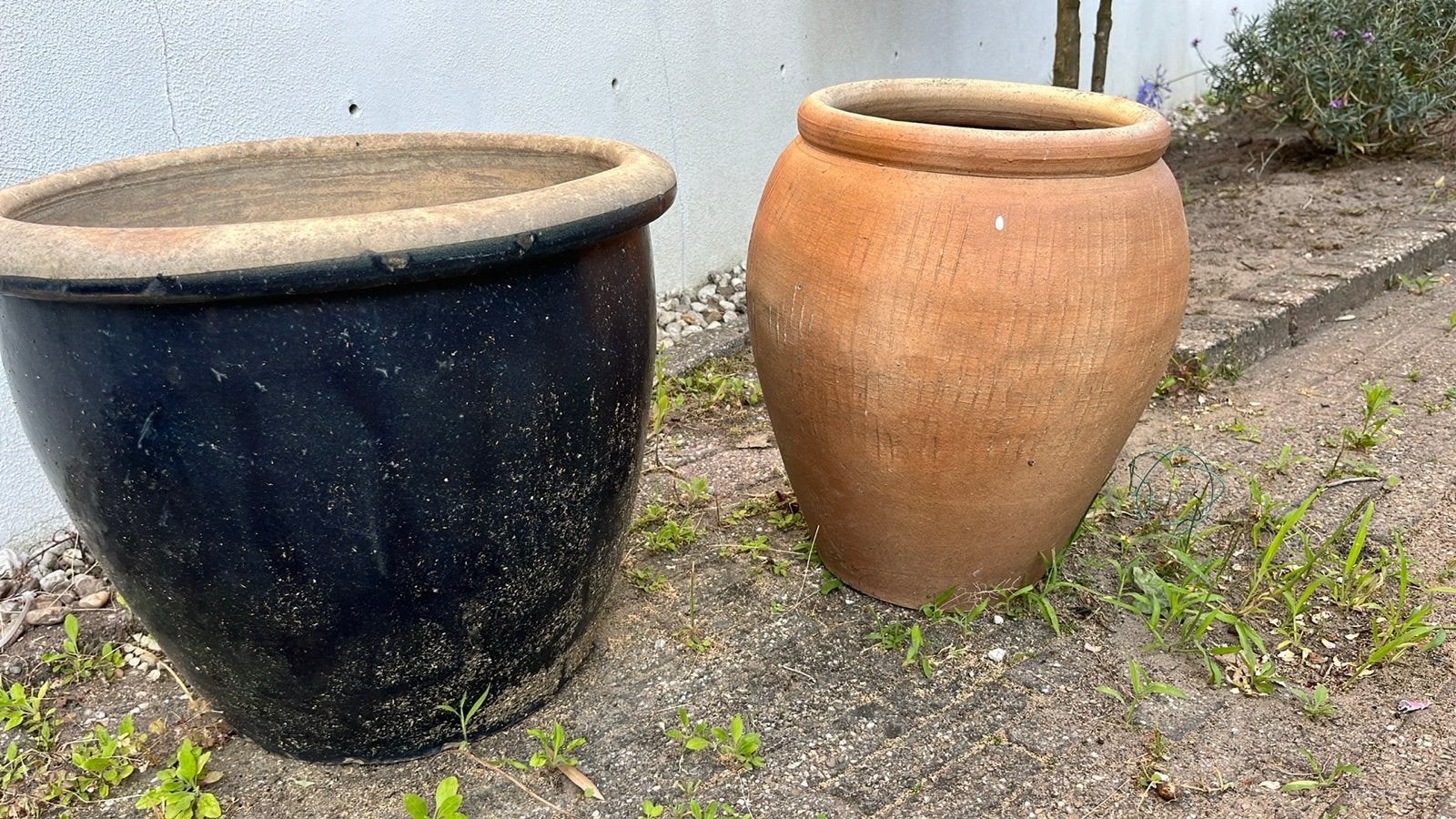 Terracotta vaasvormige buitenpot, geglazuurde binnenkant, Gebruikt, Terracotta, 40 tot 70 cm, Ophalen