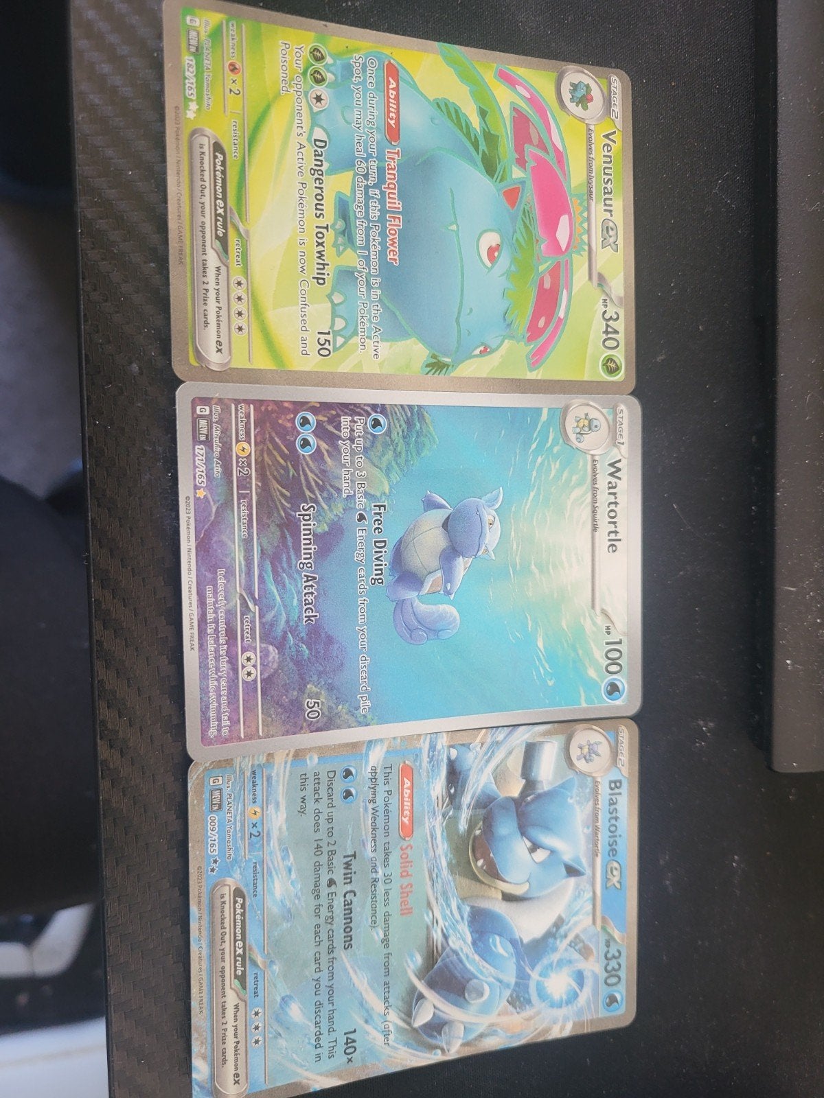 Pokémon kaarten: Venusaur ex, Wartortle, Blastoise ex, Ophalen of Verzenden, Gebruikt, Meerdere kaarten