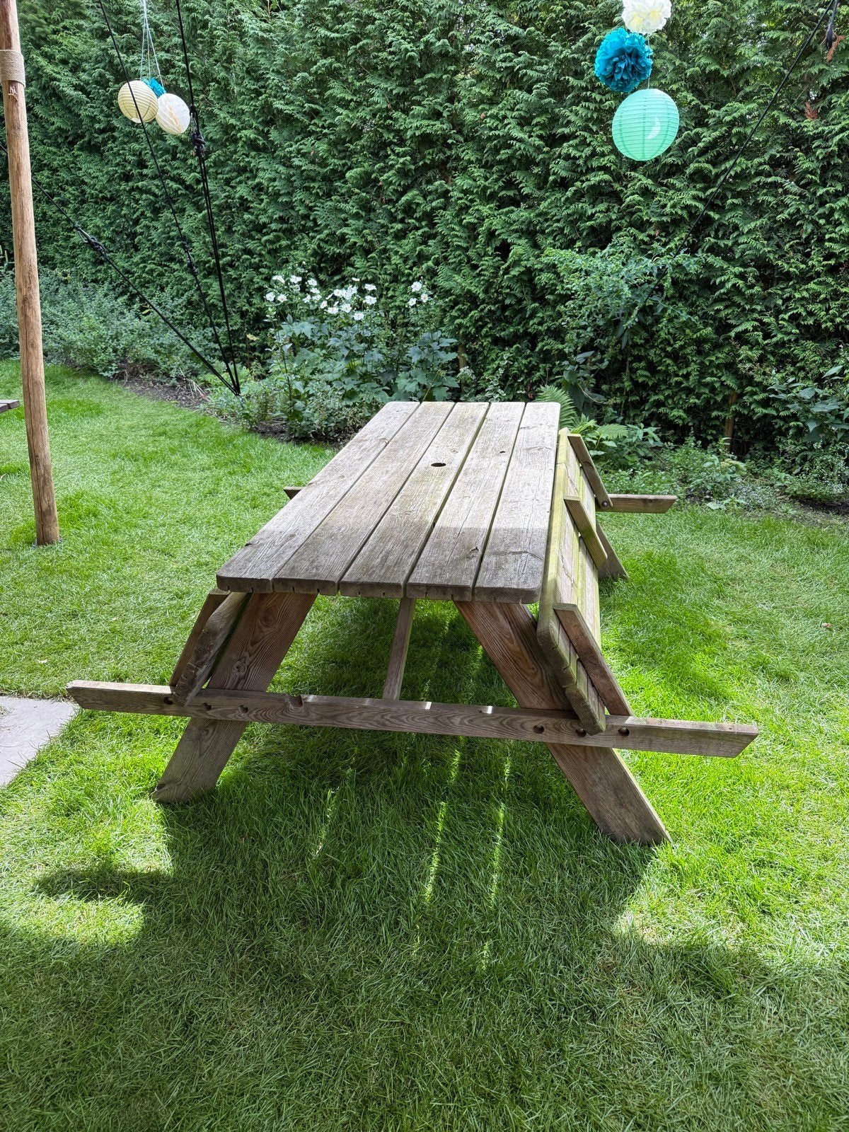 GRATIS Picknick tafel, Ophalen, Gebruikt, Rechthoekig, Hout