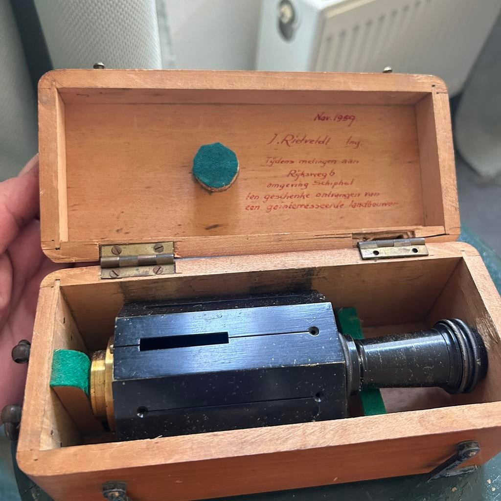 Antiek vintage landmeterkruis pantometer originele kist, Antiek en Kunst, Ophalen of Verzenden