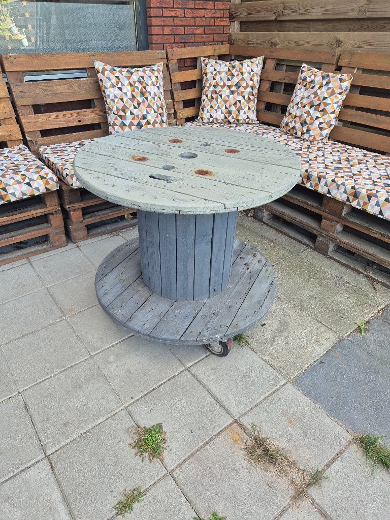 Tuintafel, Ophalen, Gebruikt, Rond, Hout