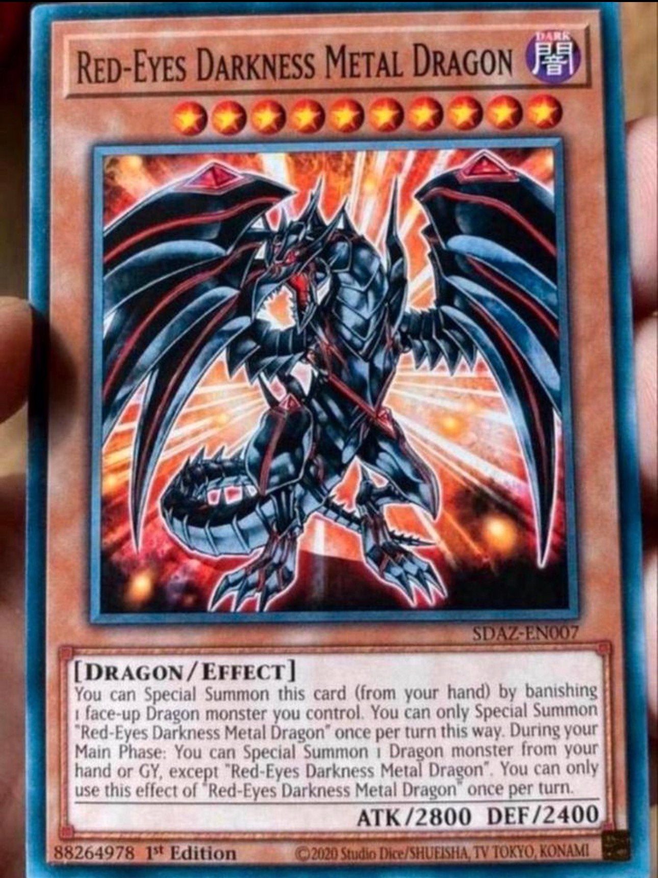 Yu-Gi-Oh! Red-Eyes Darkness Metal Dragon SDAZ 1st Edition !, Hobby en Vrije tijd, Verzamelkaartspellen | Yu-gi-Oh!, Ophalen of Verzenden