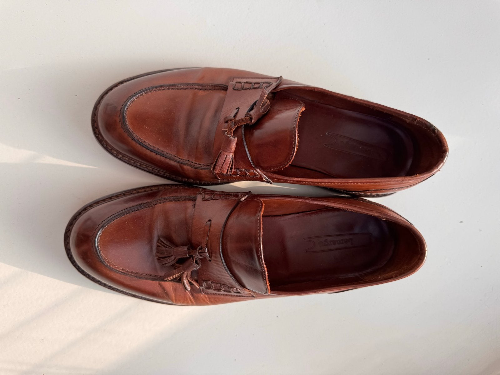 Lemargo bruine leren loafers met kwastjes - Maat 43, Ophalen of Verzenden, Gedragen, Bruin, Loafers