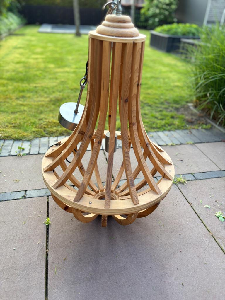 Houten Hanglamp - Uniek Design, Ophalen, Zo goed als nieuw, Hout, 50 tot 75 cm