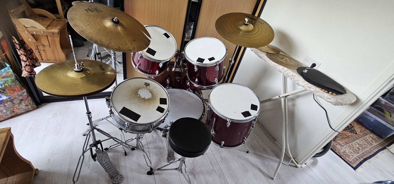 Compleet drumstel met dempers - Ideaal voor beginn, Ophalen, Gebruikt, Overige merken